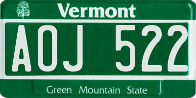 VT license plate AOJ522