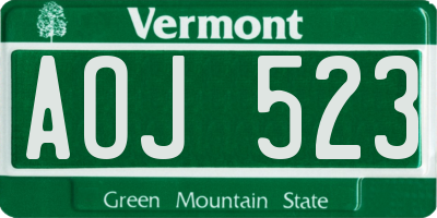 VT license plate AOJ523