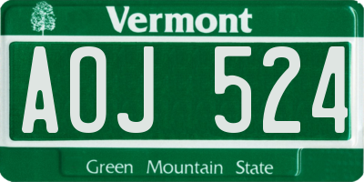 VT license plate AOJ524
