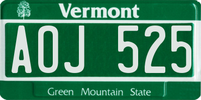 VT license plate AOJ525