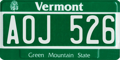 VT license plate AOJ526