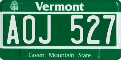 VT license plate AOJ527