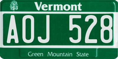 VT license plate AOJ528