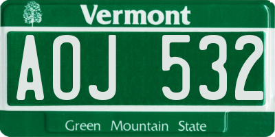 VT license plate AOJ532