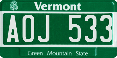 VT license plate AOJ533