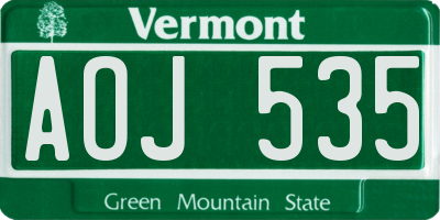 VT license plate AOJ535