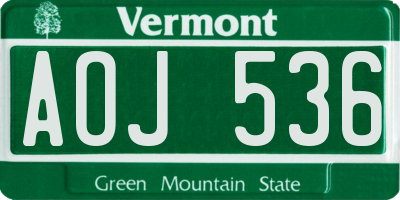VT license plate AOJ536