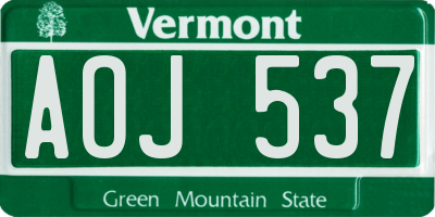 VT license plate AOJ537