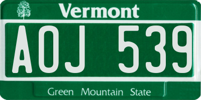 VT license plate AOJ539