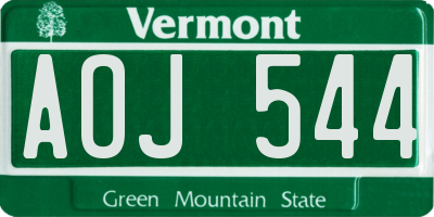 VT license plate AOJ544