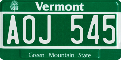 VT license plate AOJ545