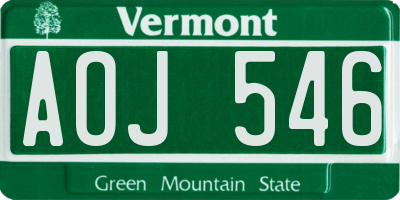 VT license plate AOJ546