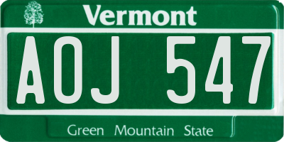 VT license plate AOJ547