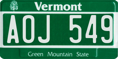 VT license plate AOJ549
