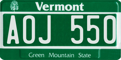 VT license plate AOJ550