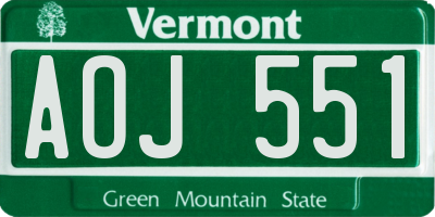VT license plate AOJ551
