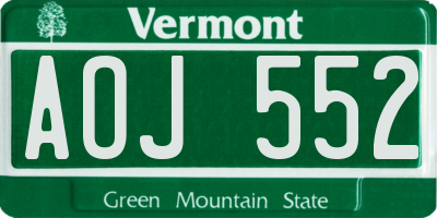 VT license plate AOJ552