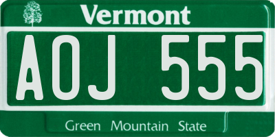 VT license plate AOJ555