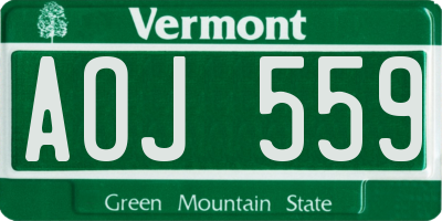 VT license plate AOJ559