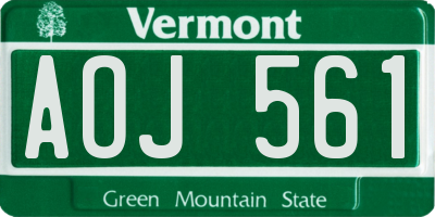 VT license plate AOJ561