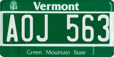 VT license plate AOJ563