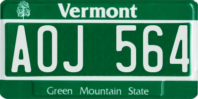 VT license plate AOJ564
