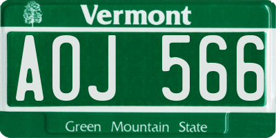 VT license plate AOJ566