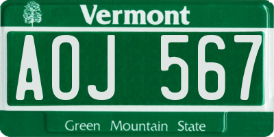 VT license plate AOJ567