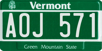 VT license plate AOJ571