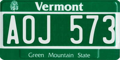 VT license plate AOJ573