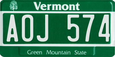 VT license plate AOJ574