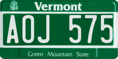 VT license plate AOJ575