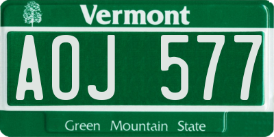 VT license plate AOJ577