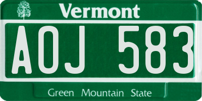 VT license plate AOJ583
