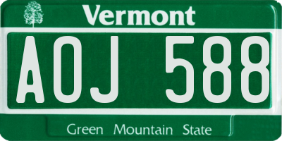 VT license plate AOJ588
