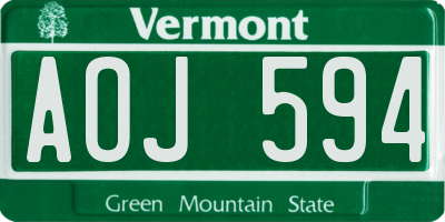 VT license plate AOJ594