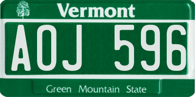 VT license plate AOJ596