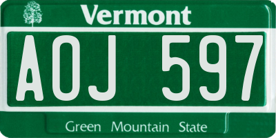 VT license plate AOJ597