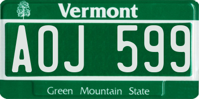 VT license plate AOJ599