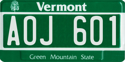 VT license plate AOJ601