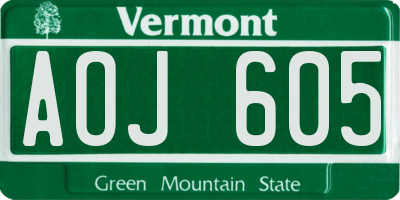 VT license plate AOJ605