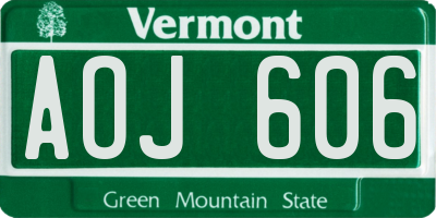 VT license plate AOJ606