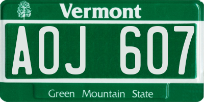 VT license plate AOJ607