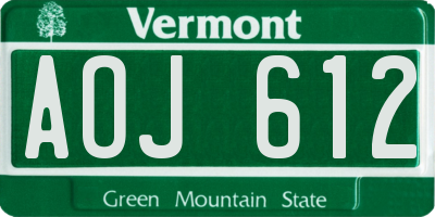 VT license plate AOJ612