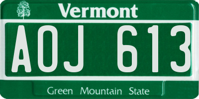 VT license plate AOJ613
