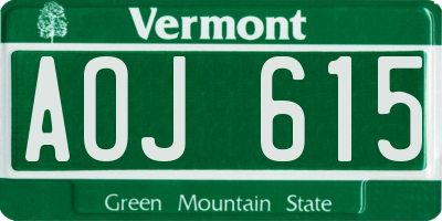 VT license plate AOJ615