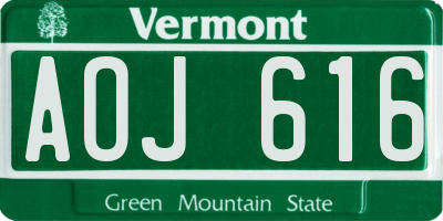 VT license plate AOJ616