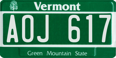 VT license plate AOJ617