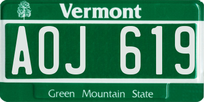VT license plate AOJ619