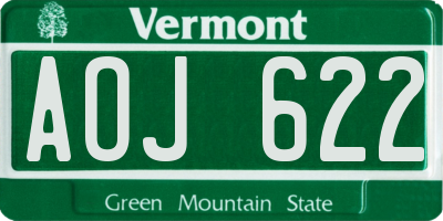 VT license plate AOJ622